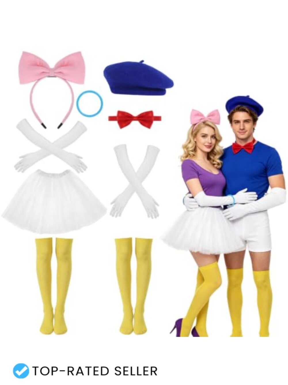 9 Pc Halloween Duck Couple Costume Set Bow Tie Hat Gloves Socks Tutu Cosplay
